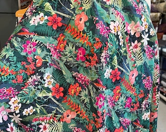 "(!) ""Lush Rainforest"" Rayon Challis Stoff."