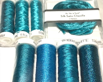 Au Ver A Soie & Accentuate- Ensembles de Soie -  Caribbean Blue