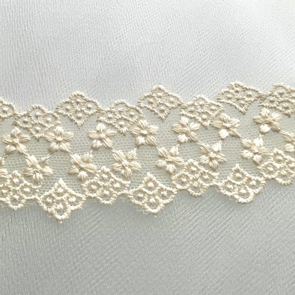 Ivory Italian Embroidered Trim Monique