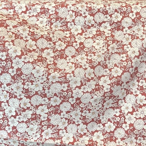 Cali Fabrics Pink and White Mini Floral on Burgundy London Calling Cotton  Lawn from Robert Kaufman Fabric by the Yard
