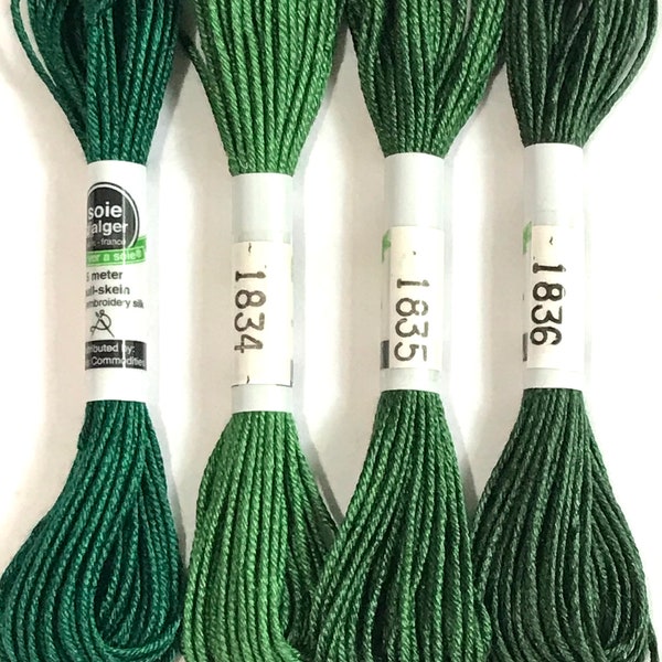 Au Ver A Soie- Soie d'Alger- 3 OR 4 Skeins- Medium Green- 5M