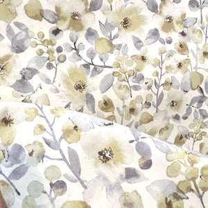 Smokey Purple and Beige on Off-White- Cotton- 44” Wide- Sevenberry- Grace- Chamomile