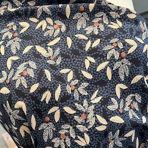 Lucie River- Beige, Black, Red on Blue- Viscose Crepe- Atelier Brunette France