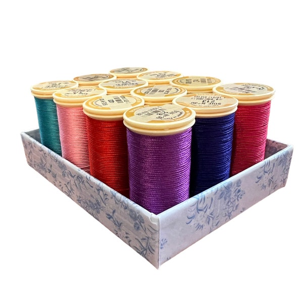 Sajou Assortment Box- Perle Silk Bright Tones- 12 Spools- Fil au Chinois