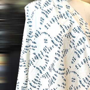 Abstract Dark Blue Brushstrokes on White (Not Bright White)- &quot;Echoes of Indigo&quot;- Linen Cotton Blend- Art Gallery- AGF