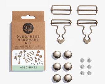 Kylie- Machine KATM- Dungarees Hardware Kit- Aged Brass, Matte Black, Aged Copper, Pewter, or Champagne