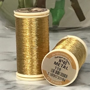 Sajou No. 110- OLD GOLD Metallic Thread- Fil au Chinois- Spool (100m) or Cone (1000m)