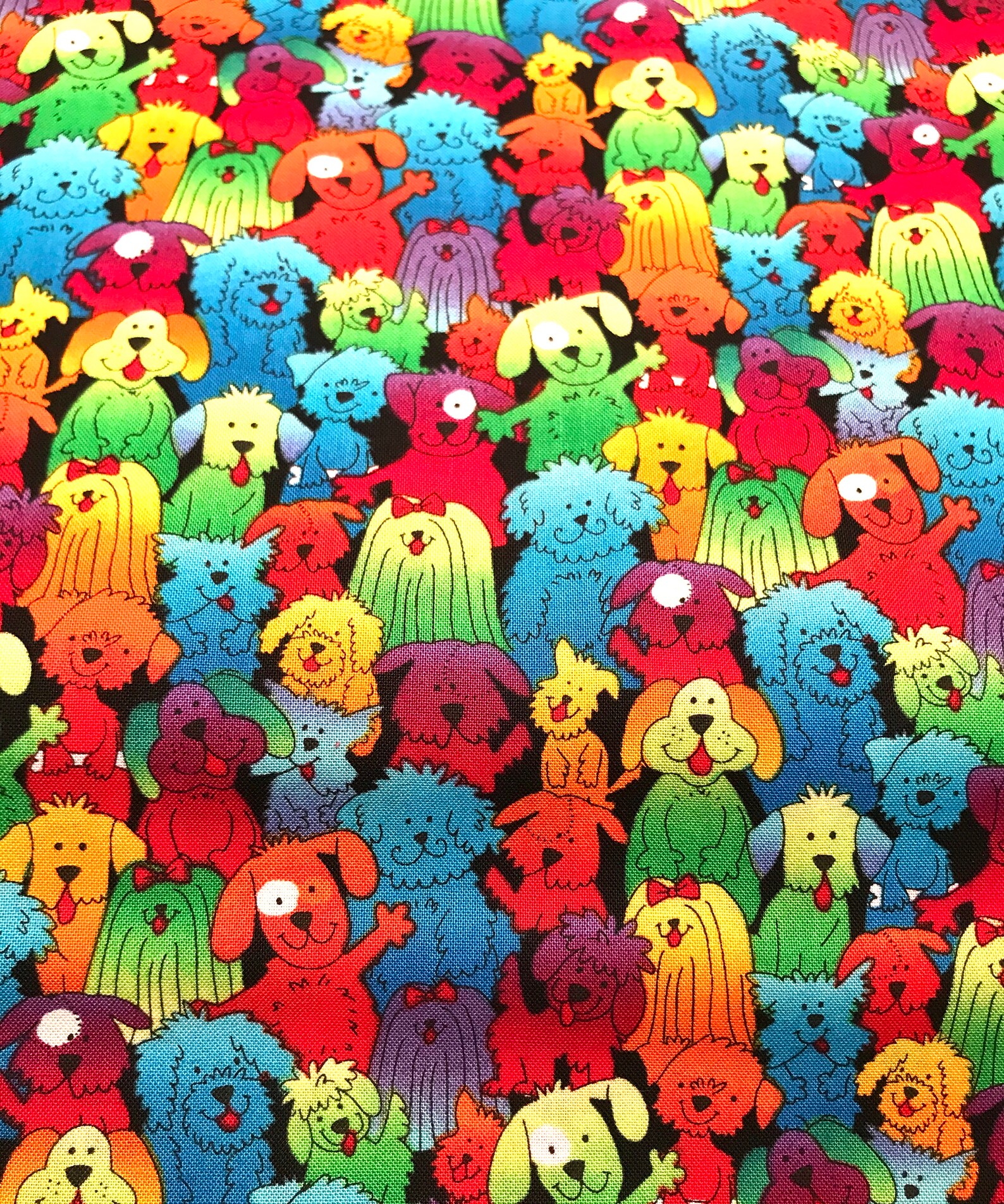 Adorable Rainbow Dogs Cotton Fabric FINAL CALL 1.5 YARDS Etsy
