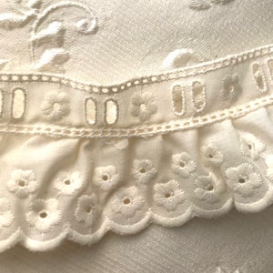 Petite Flowers Ivory 100% Cotton Gathered Eyelet- Broderie Anglaise- 5295