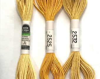 Au Ver A Soie- Soie d'Alger- 3 Skeins- Yellow- 5M