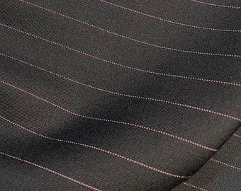 Black, Pink Pinstripe Wool Suiting- Superfine 180's- 60" Wide- (GRM#180)