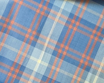 "Blau, Orange ""Lazuli"" - Fableism- Arcade Plaid- 44 "breit- Baumwolle gewebt."