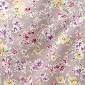 Cosmo Japanese Cotton Lawn Fabric- "Flower Garden"- Red, Yellow, Purple Flowers