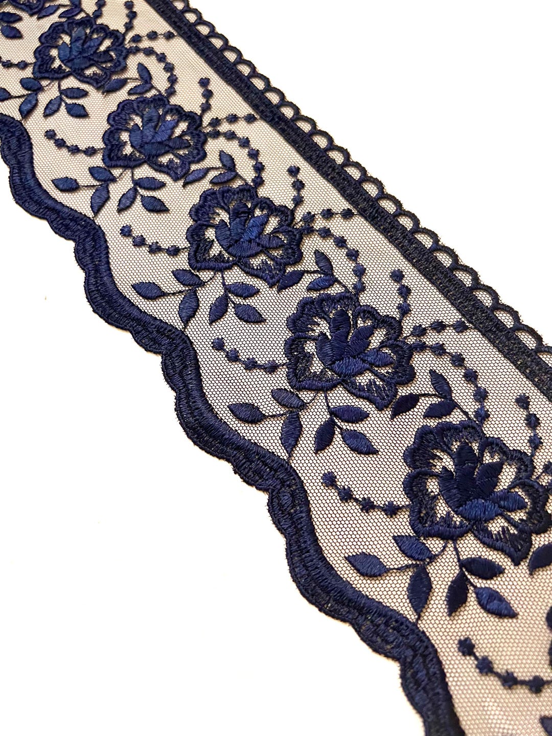 New Navy Emb Beaded Tulle Eb1069