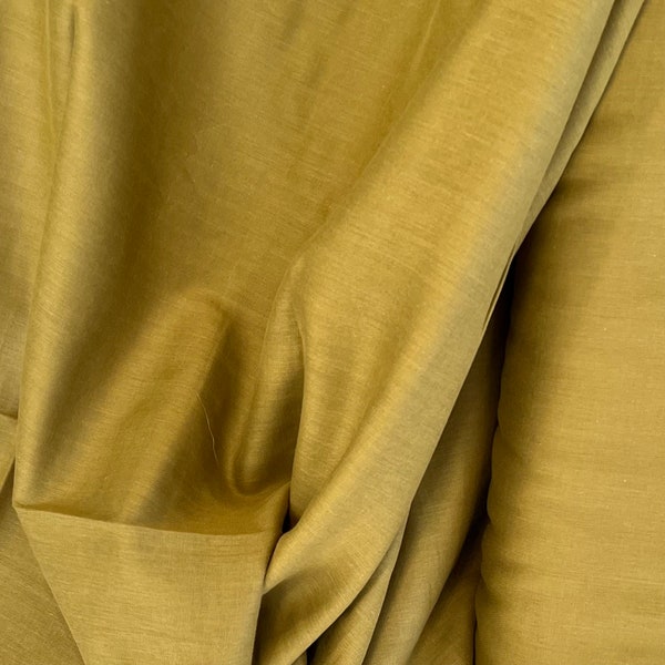 Yellow-Green "Picholine" Birch Fabric Organic Cotton Double Gauze- 44" Wide