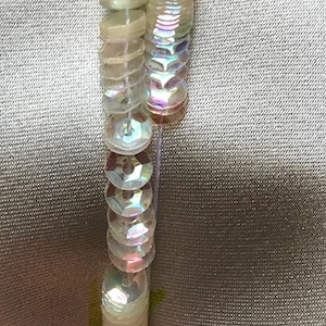 Ivory Transparent Iridescent Flat Sequins 4MM (14288), 5MM (14286) or Cup 4MM (1448), 5MM (14206)- High Grade- Strung For Professional Use