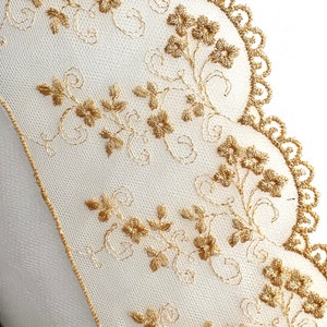 Gold Embroidered Tulle Trim- 3801