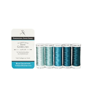 Au Ver A Soie- Soie Gobelins- Blue Collection- 5 Spools 100% Silk Thread