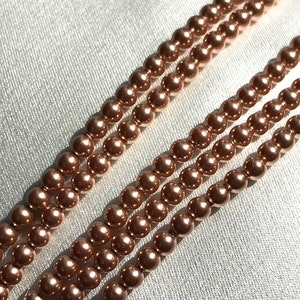 Swarovski Rose Gold 4 MM Round Pearl (1 Strand- 100 Beads)