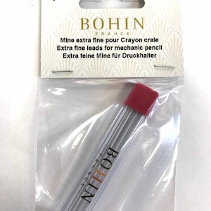 Bohin France Mechanical Chalk Pencil Refill, Extra Fine, Ceramic White- 0.9MM
