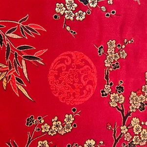 Red, Gold/ Black Bamboo Asian Inspired Brocade