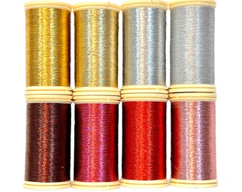 Sajou Selection Box- 8 Spools "Shocking Pink" METALLIC THREAD- Great Deal- Fil au Chinois