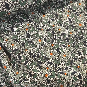 Lucie Cedar- Sage Green, Black, Orange- Light Beige Dots- Viscose Crepe- Atelier Brunette France