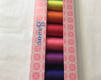 Sajou Selection Box- 8 Spools SILK THREAD- Fil Au Chinois Perlé- Assortment #1 (Summer Colors)