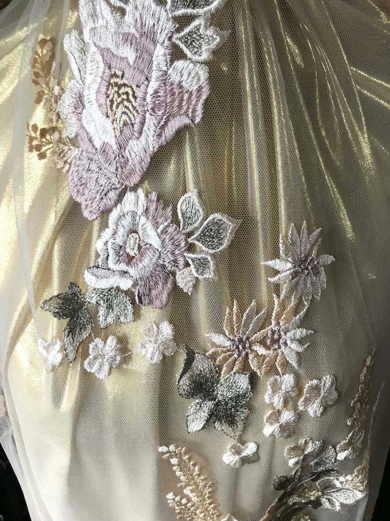 Antique Rose Embroidered Sequin Tulle Eb3001 main image 1