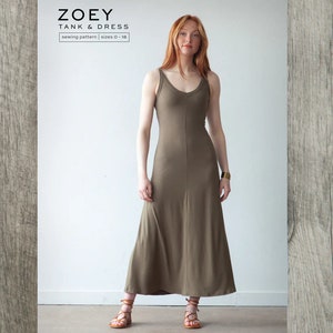 Zoey Tank & Dress- True Bias Paper Pattern- Sizes 0-18, 14-32