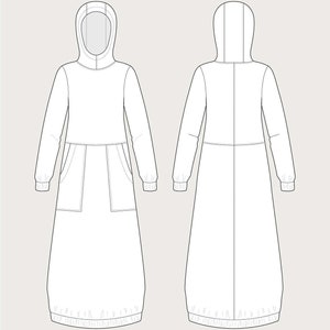 Hoodie Dress Paper Pattern- The Assembly Line- TAL- Sizes XS-L, XL-3XL