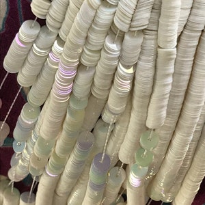 Ivory Opaque "Oriental" Sequins Flat 3MM (14105), 4MM (14111) or Cup 4MM (14108)- High Grade- Strung For Professional Use