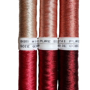 Au Ver A Soie- Soie Gobelins- Red Collection- 6 Spools 100% Silk Thread