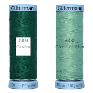 Gutermann Silk Thread 100m/110y Open Selection- GREEN Tones (1 SPOOL)