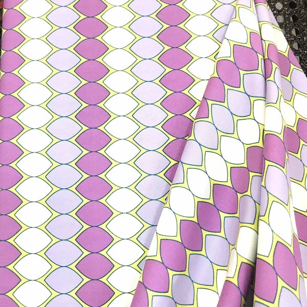 CLEARANCE: Shades of Purple Geometric Print Cotton Fabric- "Mod Pop Lavender"- 3 YD PIECE