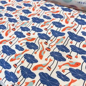 Koi Fish- Japanese Garden- Print Cotton Fabric