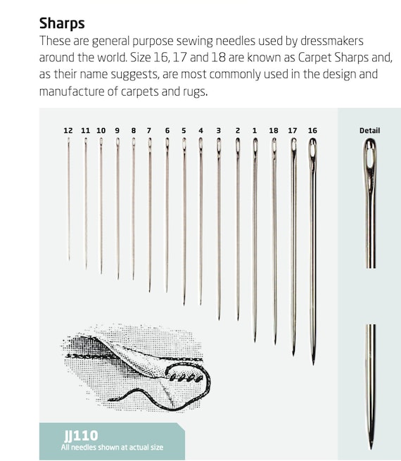 Bohin Sharps Sewing Needles, Sizes 3-9