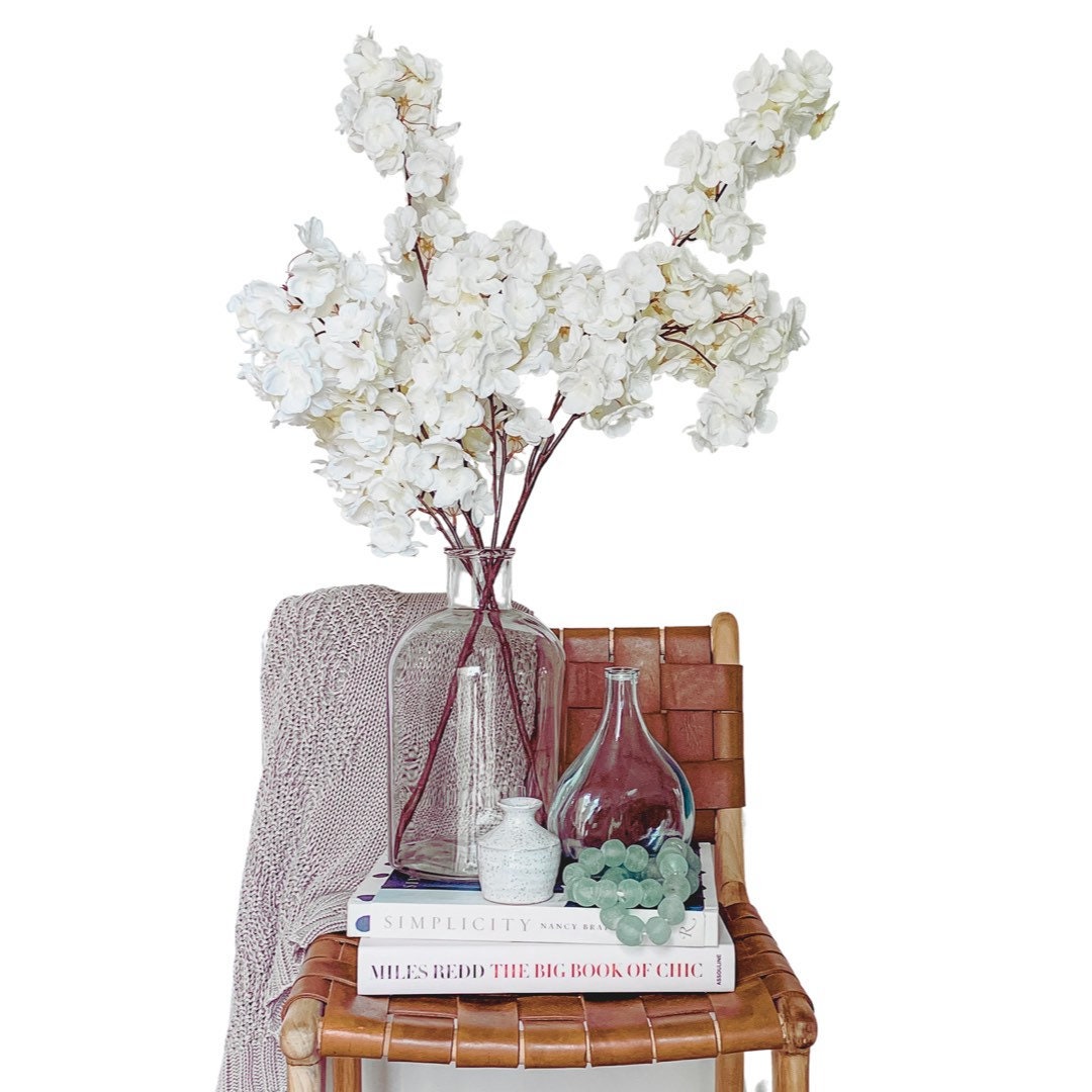 2 Fluffy Soft White Faux Artificial Pear Blossom Branches and Etsy