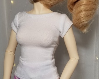 Fitted T-Shirt for Mini Dollfie Dream, Minifee, Imomodoll, and Other 1/4 MSD Dolls - White