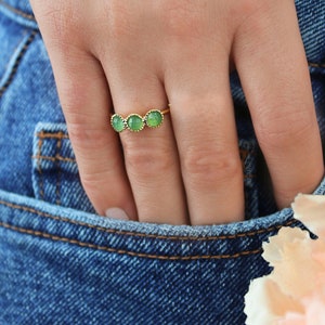 Bague En Aventurine Verte Naturelle • Taille 59 • Pierre Fine • Marque Gemmes De L'Ursuya • Neuf