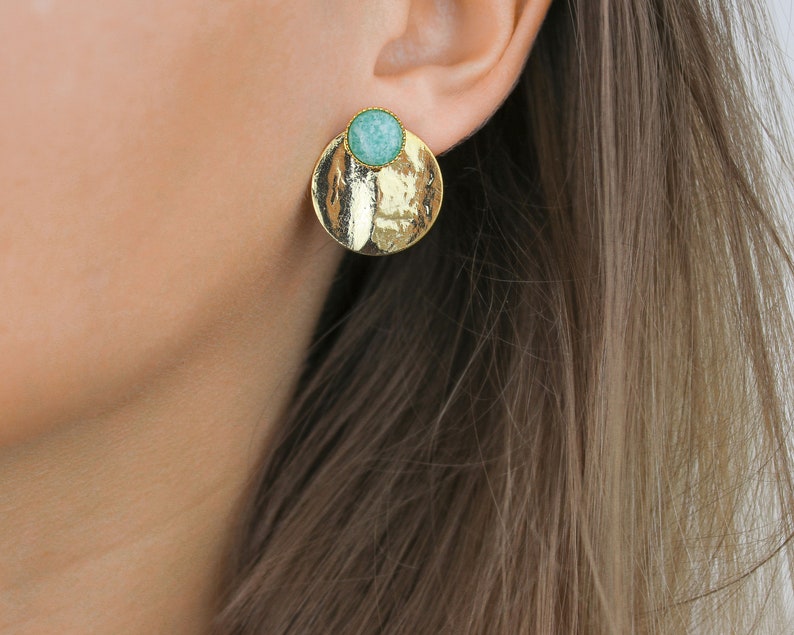 Front back earrings / gemstone earrings / ear jacket / ear stud earrings / gemstone stud earrings image 2