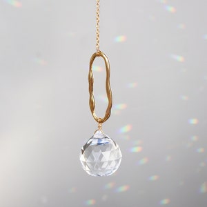 Minimalist crystal suncatcher, geometric suncatcher, hanging decoration, Christmas gift, moving in gift