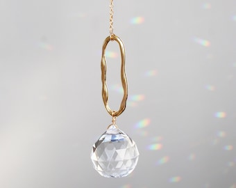Minimalist crystal suncatcher, geometric suncatcher, hanging decoration, Christmas gift, moving in gift