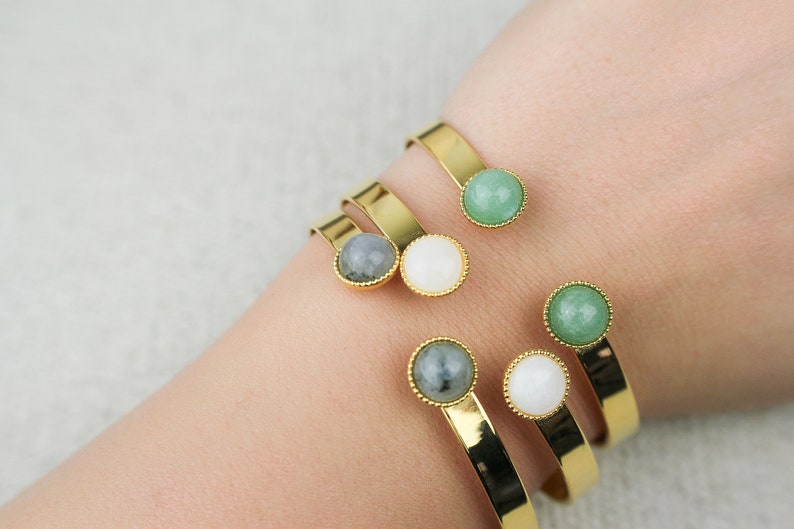 aventurine agate golden with fine gold with natural stones labradoite cuff Bracelet rush