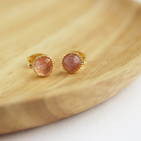 Rose quartz earrings, natural stone earrings, rose quartz chips, women's earrings, pink stone