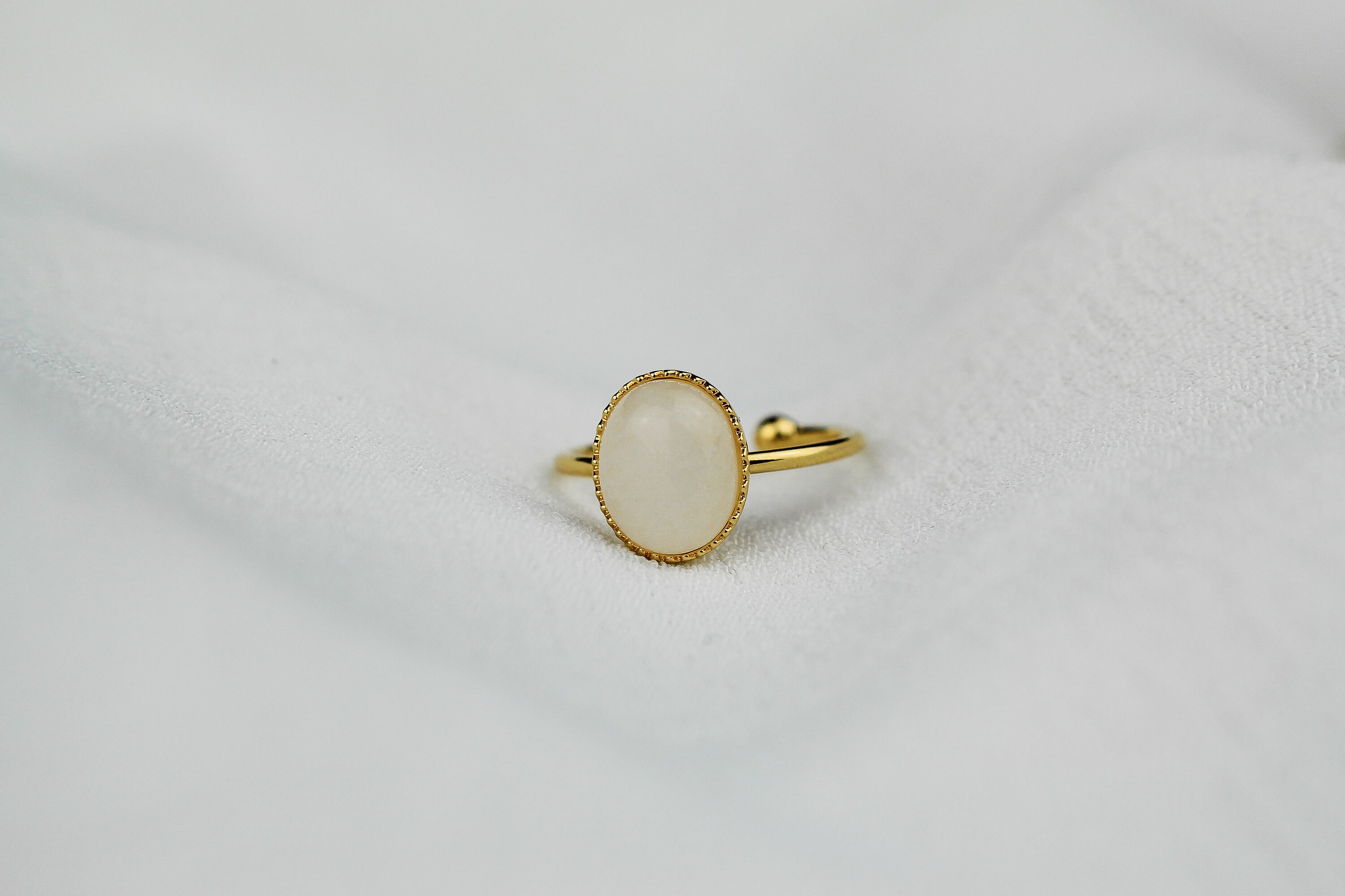 Verstellbarer Goldener Ring mit feinem Gold und Naturstein | Etsy