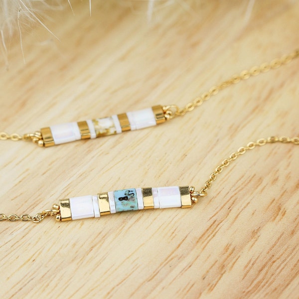 Bracelet perles carrées, bracelet fin, bracelet perles tila, bijou tila, bijoux perles miyuki