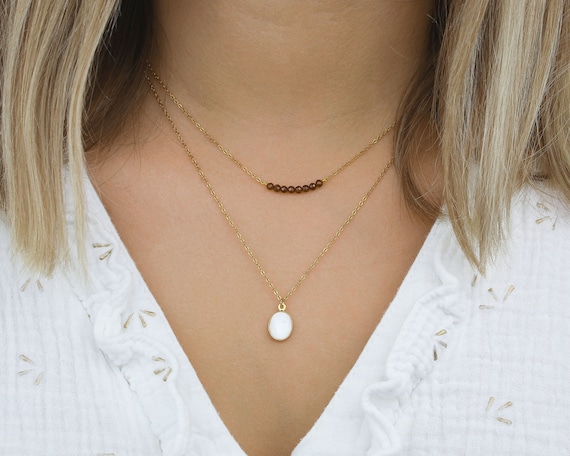 OVAL PEARL NECKLACE W/NATURAL STONE CHOCOLATE BROWN OVAL PEARL NECKLACE W/NATURAL STONE CHOCOLATE BROWN