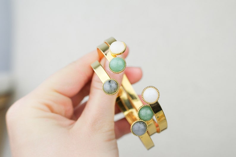 aventurine agate golden with fine gold with natural stones labradoite cuff Bracelet rush