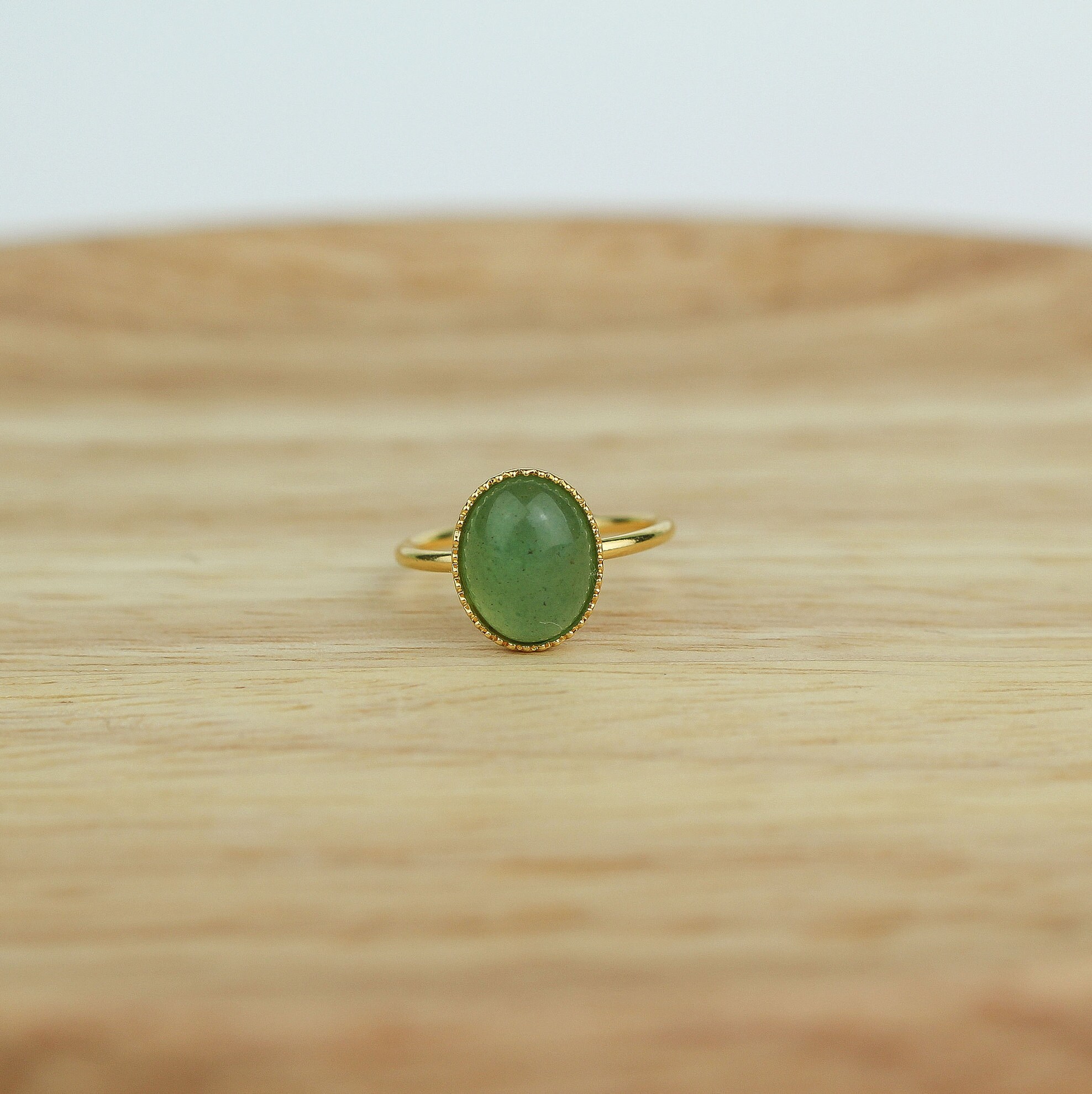 Verstellbarer Goldener Ring mit feinem Gold und Naturstein | Etsy